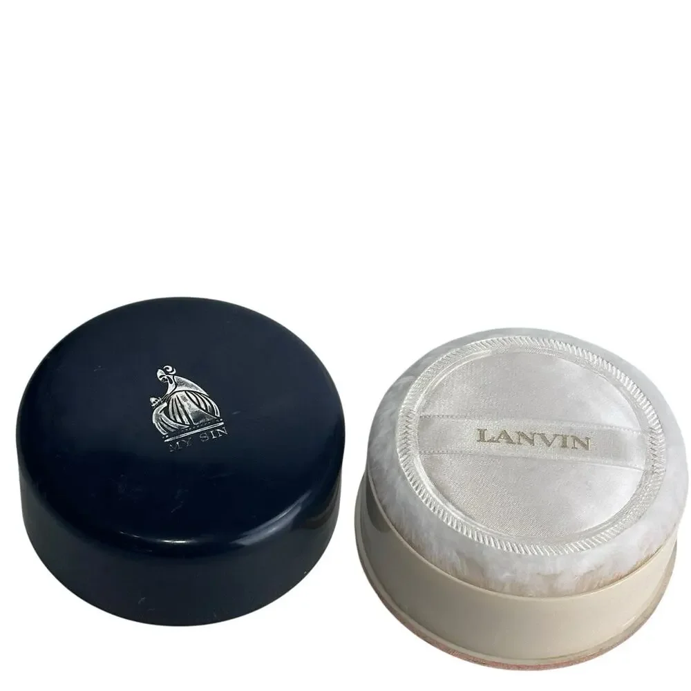 Lanvin My Sin Dusting Powder Black Round Container 9 oz Puff Parfums Vintage
